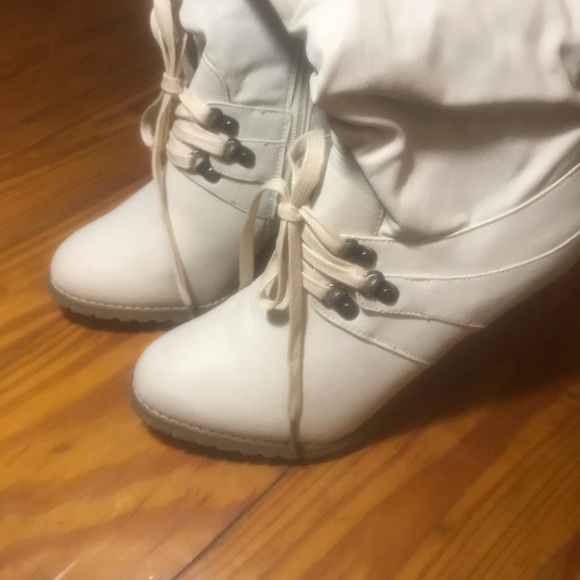 Liliana off white wedge heel boots - Picture 6 of 10